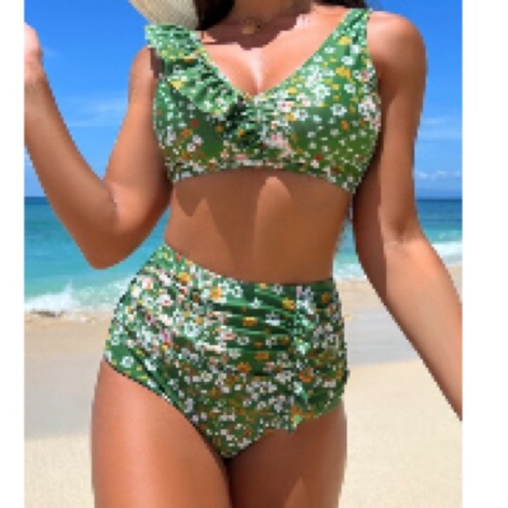 SHEIN Green Floral Bikini